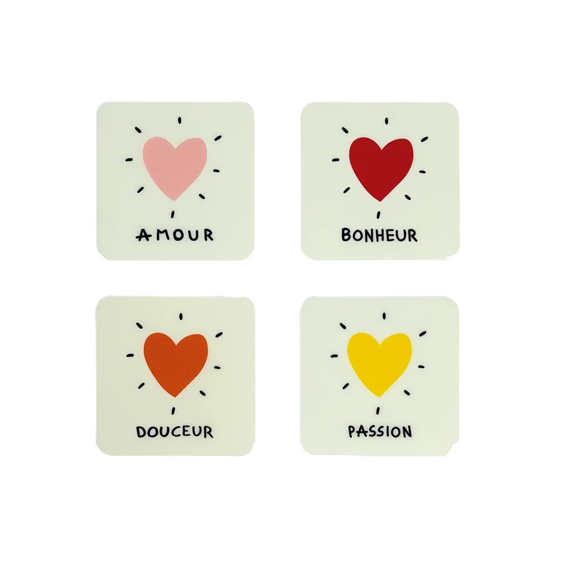 Set de 4 dessous de verre CŒURS