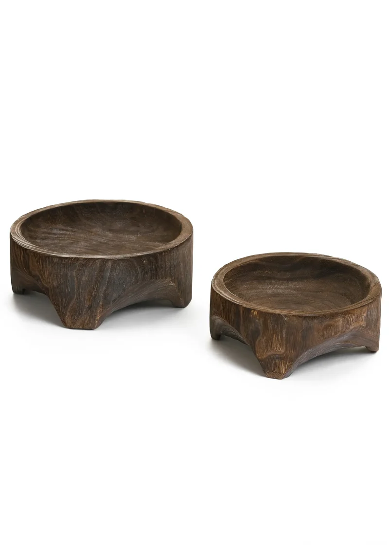 Bol décoratif en bois de paulownia – Brun brûlé