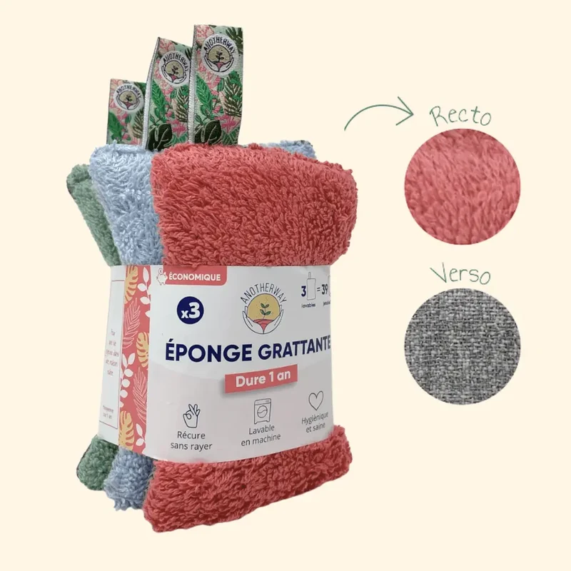 Éponges grattantes lavables - lot de 3