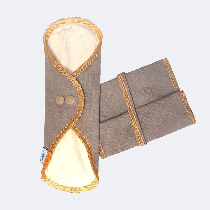 Pack protection périodique et sa pochette - Taupe fil orange
