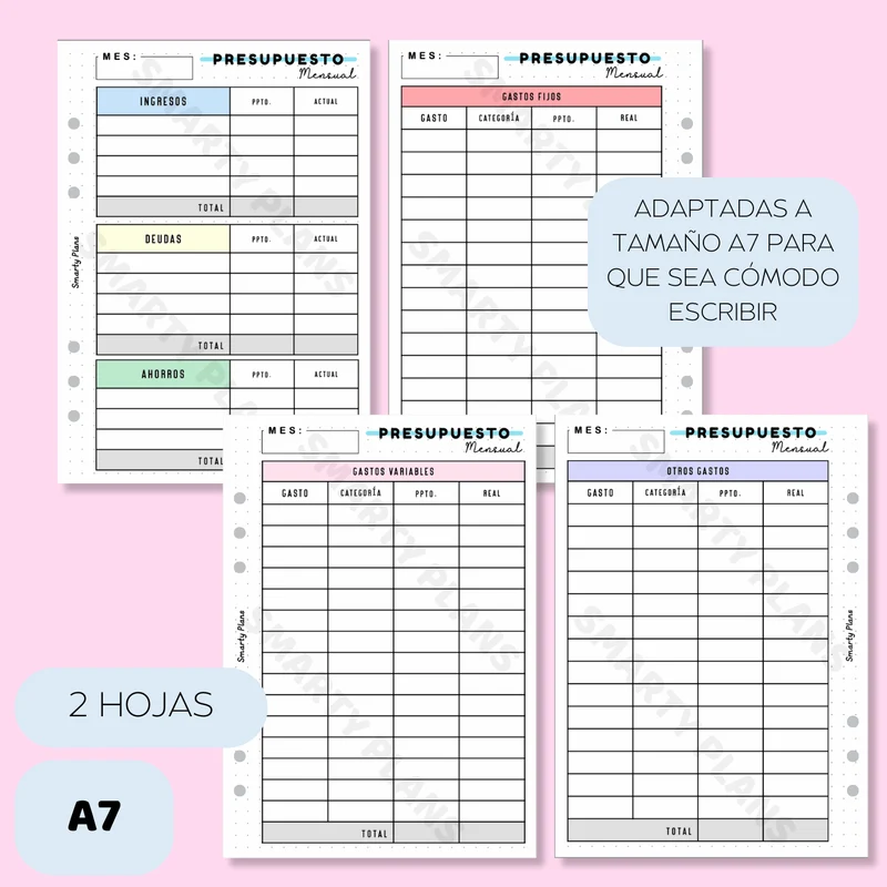 Plantilla A7 - Finanzas - Presupuesto Mensual