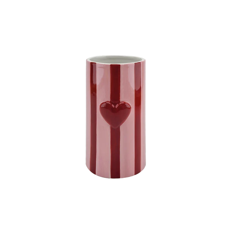 Vase rayures cœur rouge