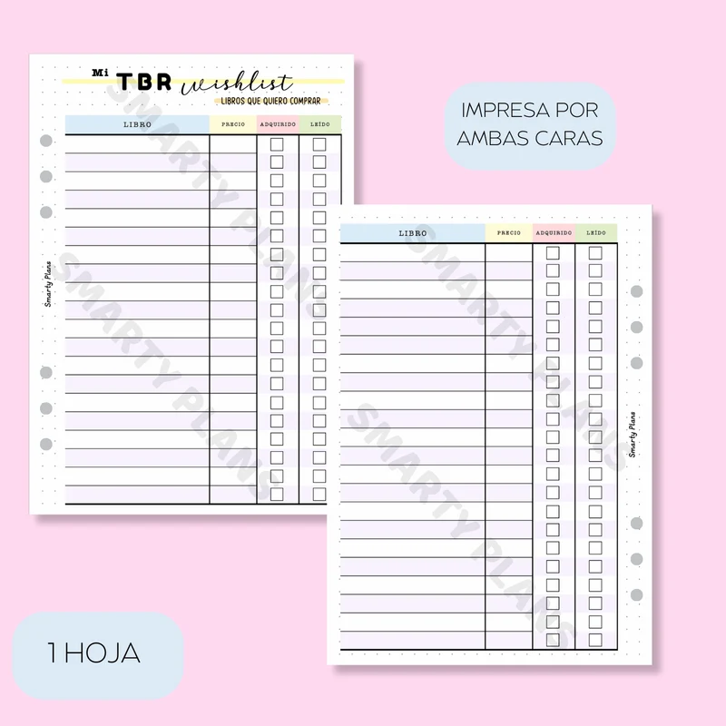 Plantilla Lectura - Mi TBR Wishlist
