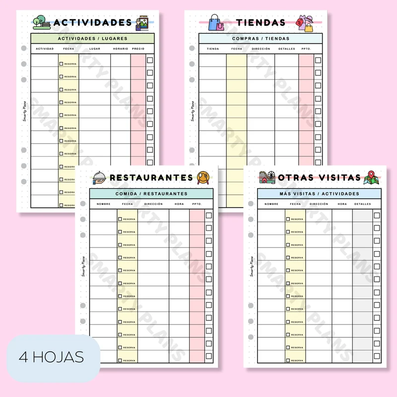 Plantilla Viajes - Actividades, Compras, Restaurantes