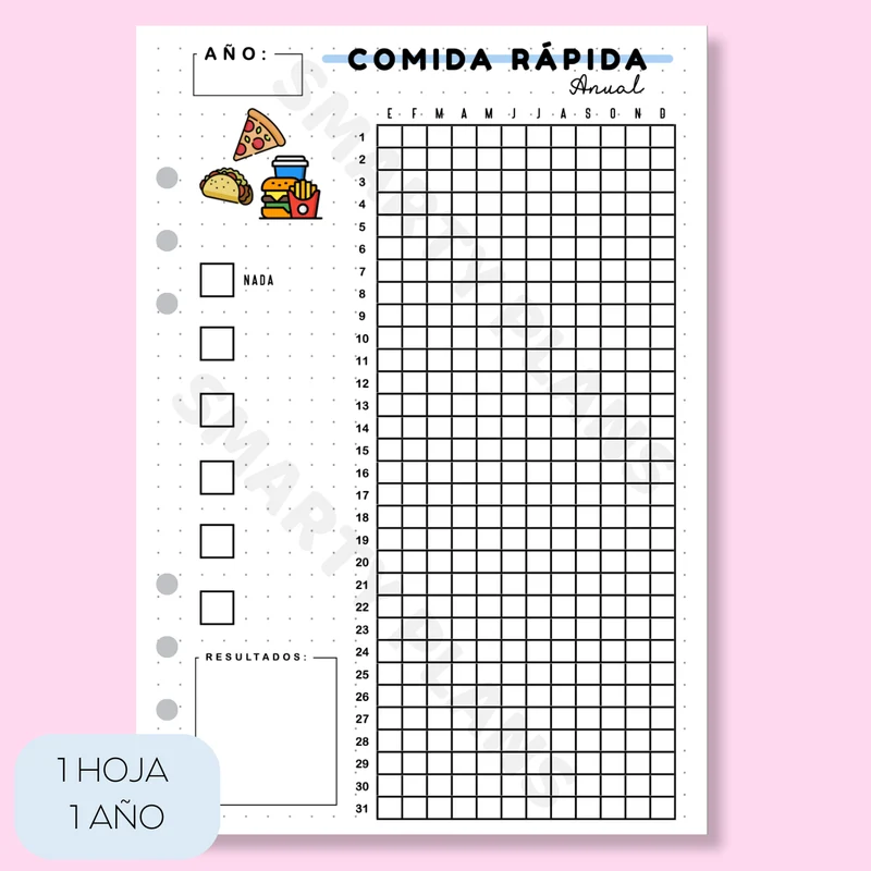 Hoja Anual - Comida Rápida