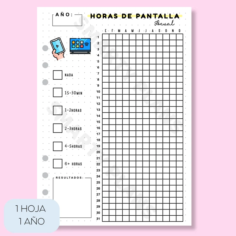 Hoja Anual - Horas de Pantalla