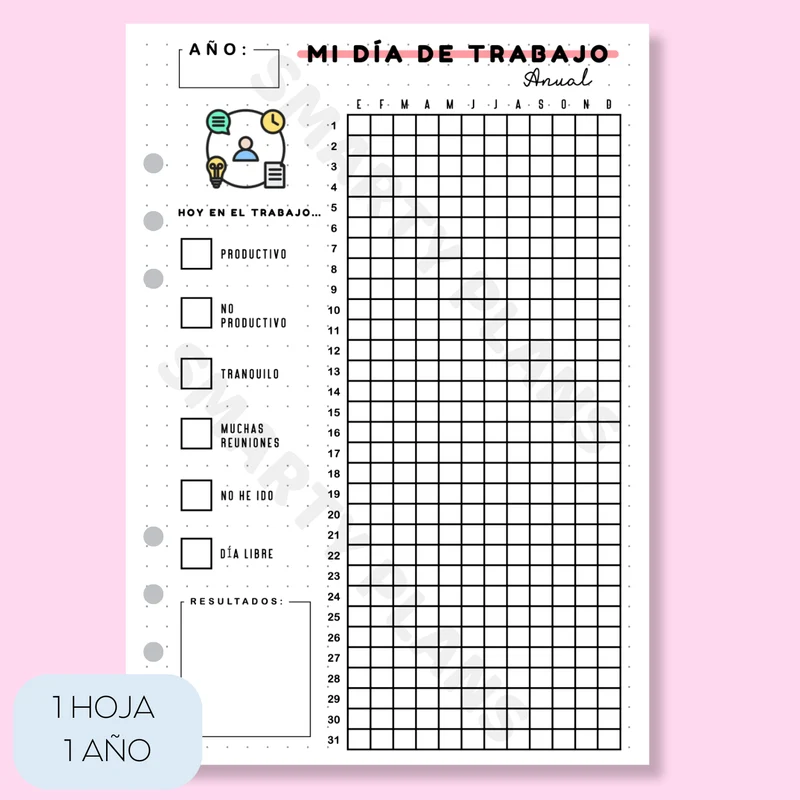 Hoja Anual - Puntúo Mi Día De Trabajo