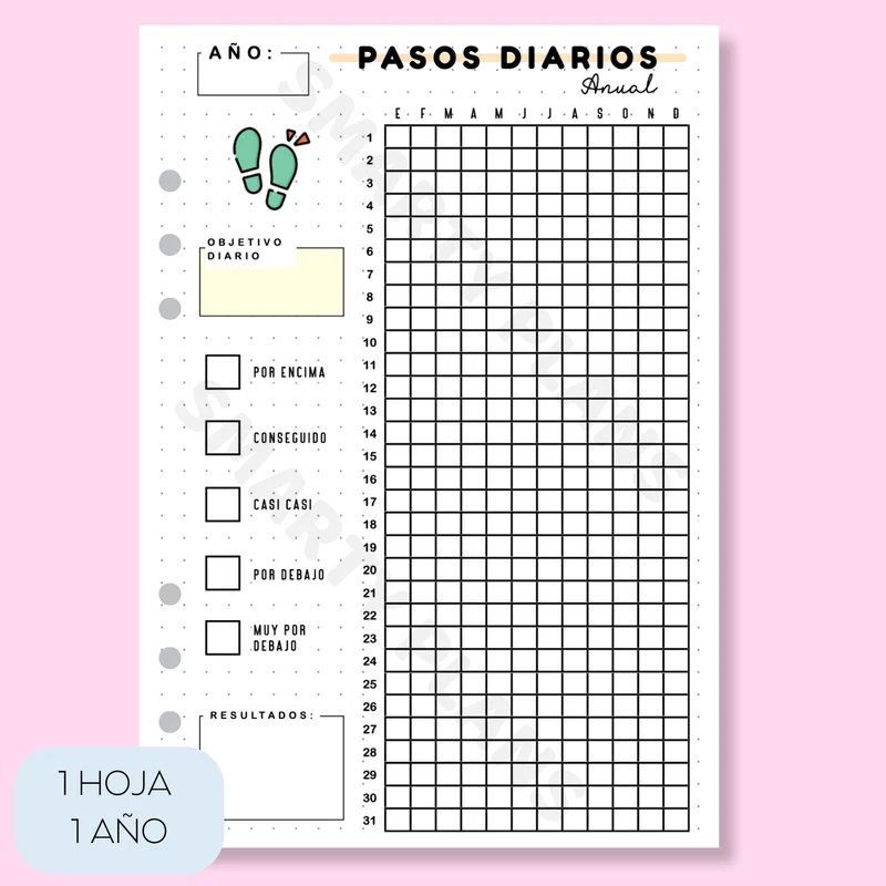 Hoja Anual - Pasos Diarios