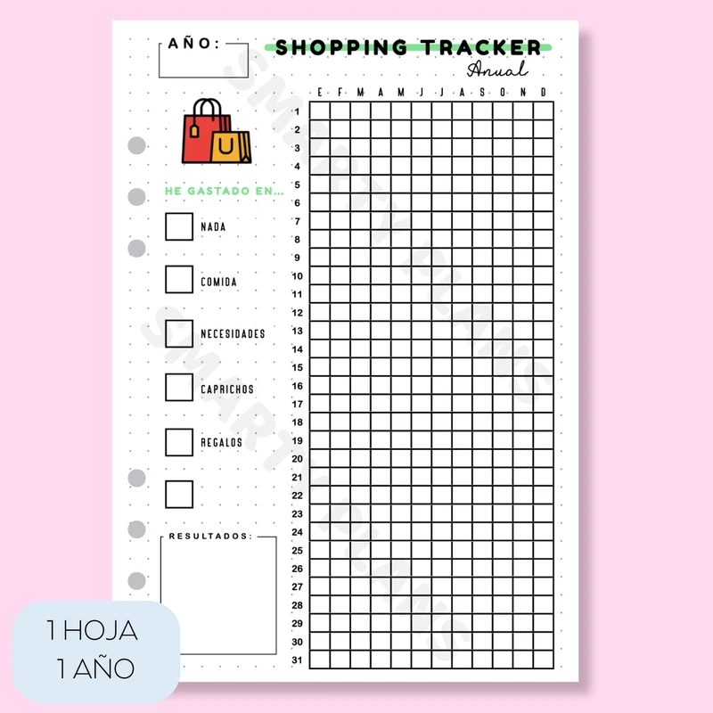 Hoja Anual - Shopping/Compras