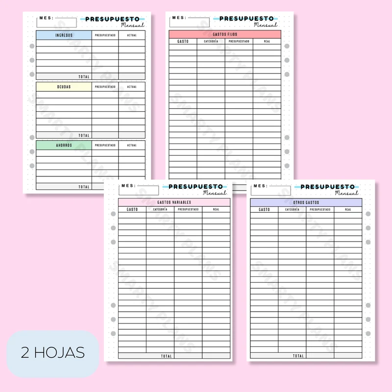 Plantilla Individual Mensual Finanzas - Mi Presupuesto