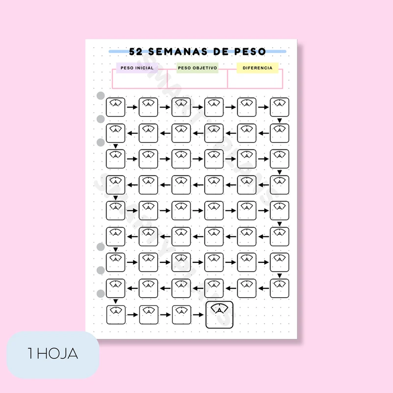 Plantilla Individual Fitness - 52 Semanas de Peso