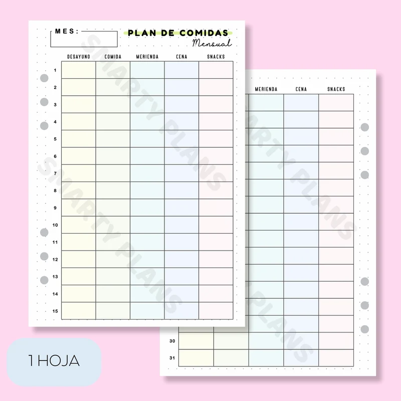 Plantilla Individual Mensual - Plan de Comidas