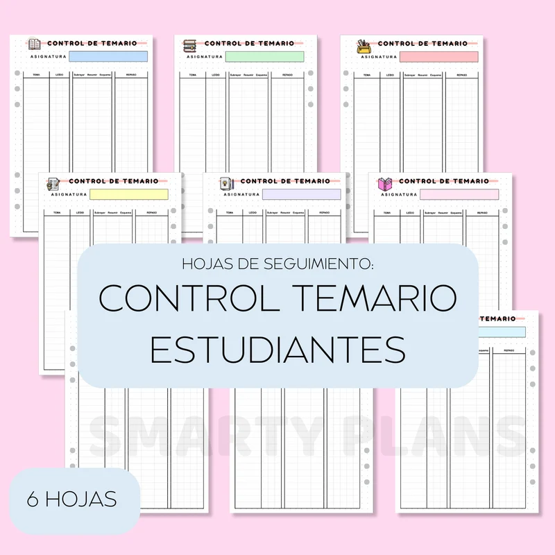 Pack Plantillas Estudiantes - Control de Temario Minimal