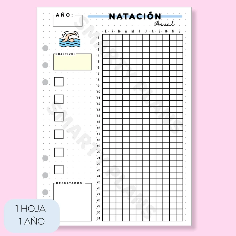 Hoja Anual - Fitness/Deporte Natación