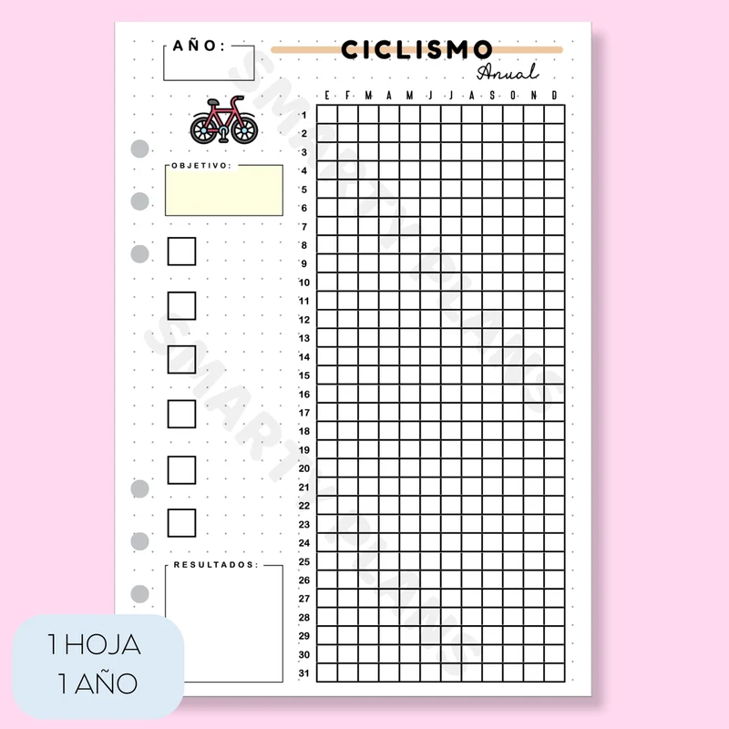 Hoja Anual - Fitness/Deporte Ciclismo