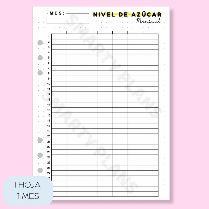 Plantilla Individual Mensual Salud - Nivel de Azúcar