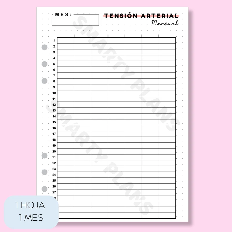 Plantilla Individual Mensual Salud - Tensión Arterial