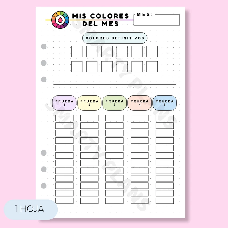 Plantilla Mensual Individual - Mis Colores del Mes