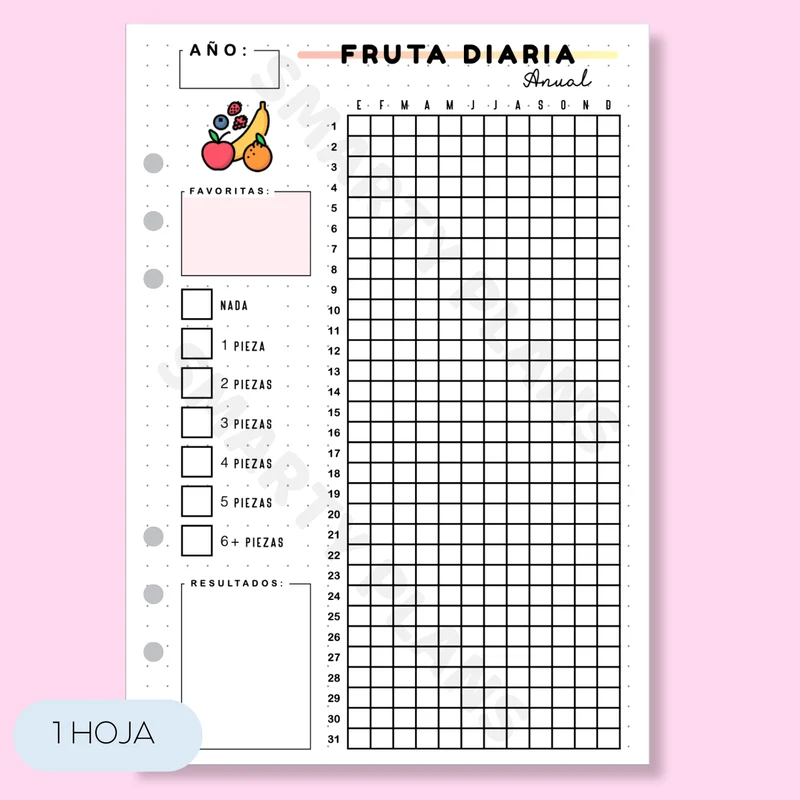 Hoja Anual - Fruta Diaria