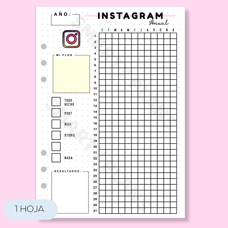 Hoja Anual Redes Sociales - Instagram