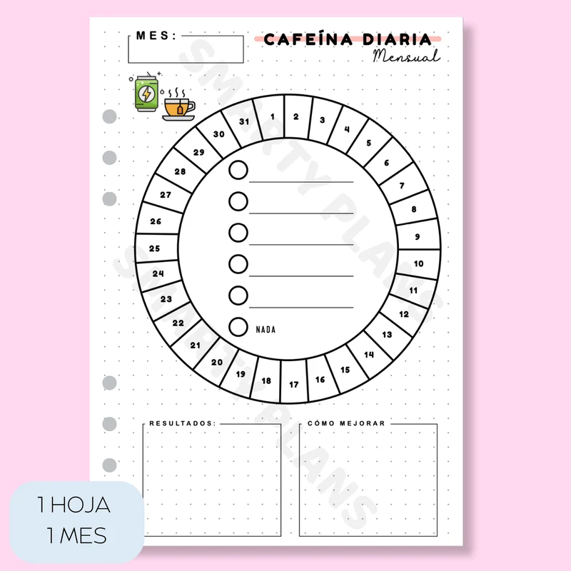 Plantilla Mensual Individual - Cafeína Diaria