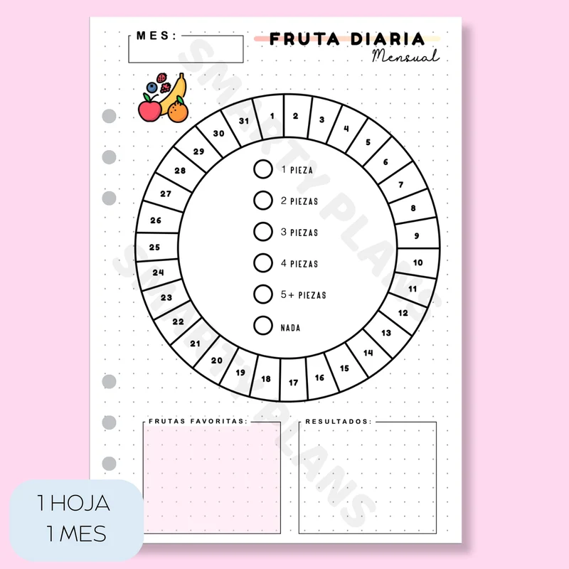 Plantilla Mensual Individual - Fruta Diaria