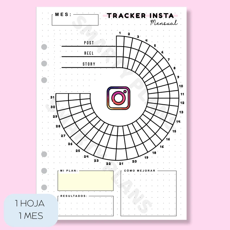 Plantilla Mensual Individual - Redes Tracker Instagram