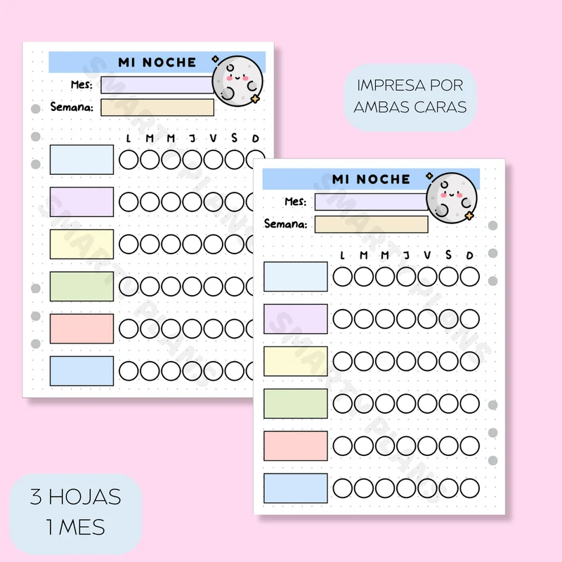 Plantilla Mensual - Rutina Nocturna Infantil