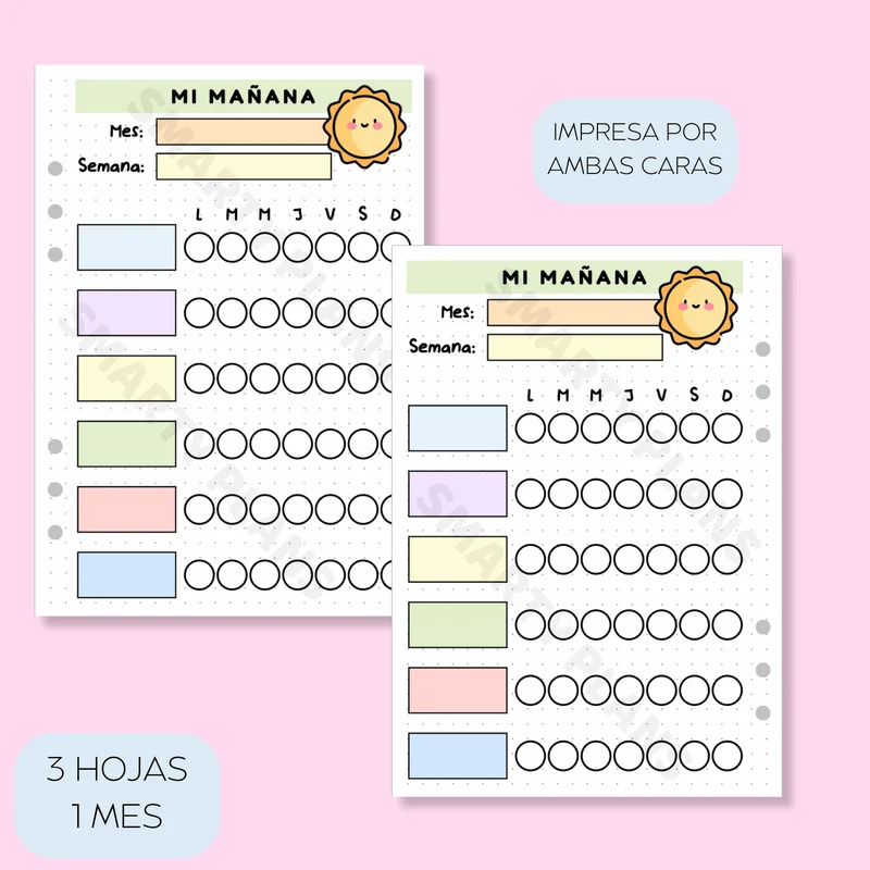 Plantilla Mensual - Rutina Matinal Infantil