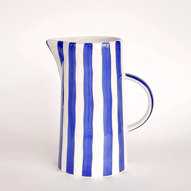 Carafe en céramique rayée KANNE - mare blue