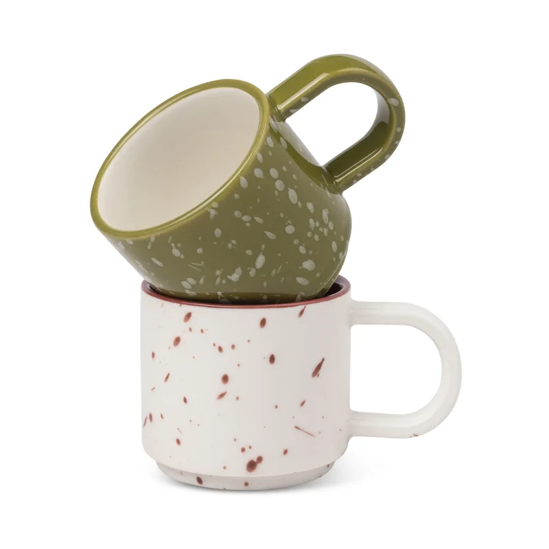 Tasses à expresso Simon – Lot de 2 – Crème & Olive