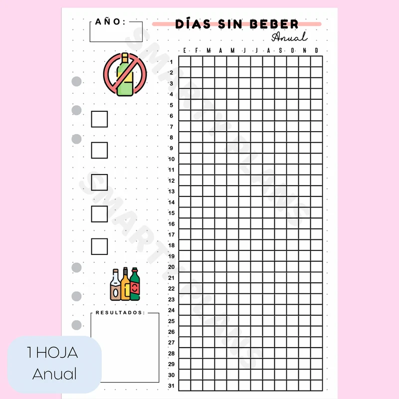 Hoja Anual Salud - Días Sin Beber