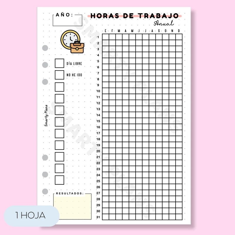 Hoja Anual - Horas de trabajo