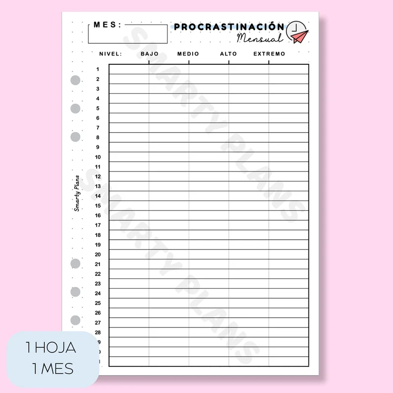 Plantilla Mensual - Procrastinación