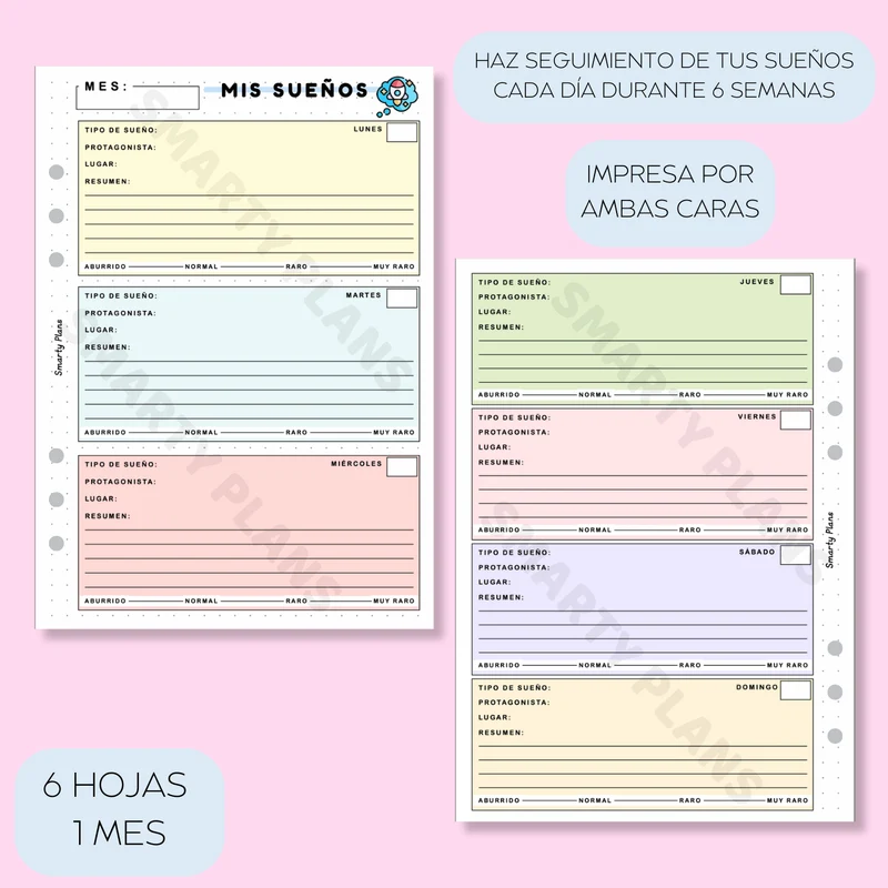 Plantilla Mensual - Diario de Mis Sueños