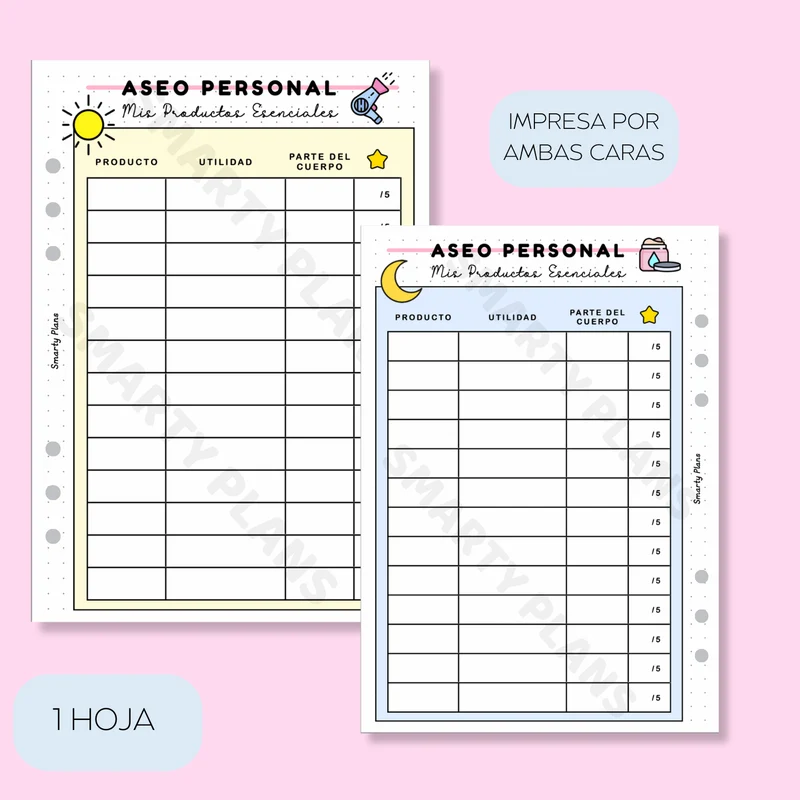 Plantilla Individual - Aseo Personal