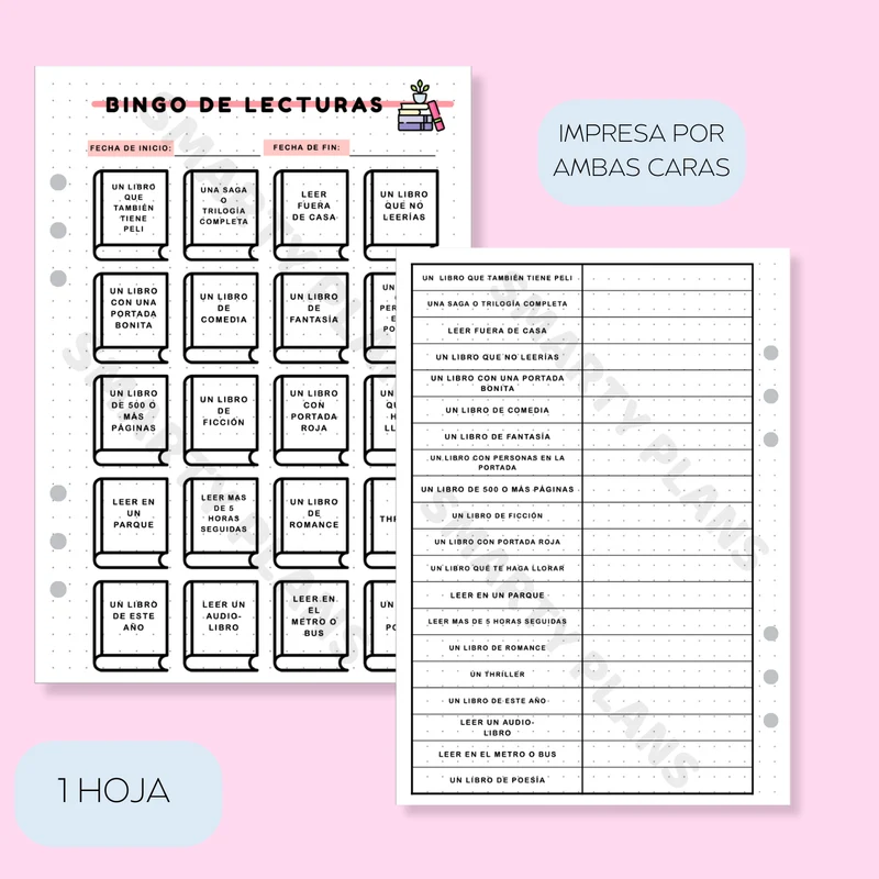 Plantilla Individual - Bingo Lectura