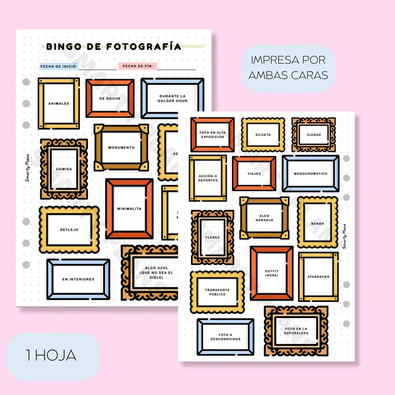 Plantilla Individual - Bingo de Fotografía