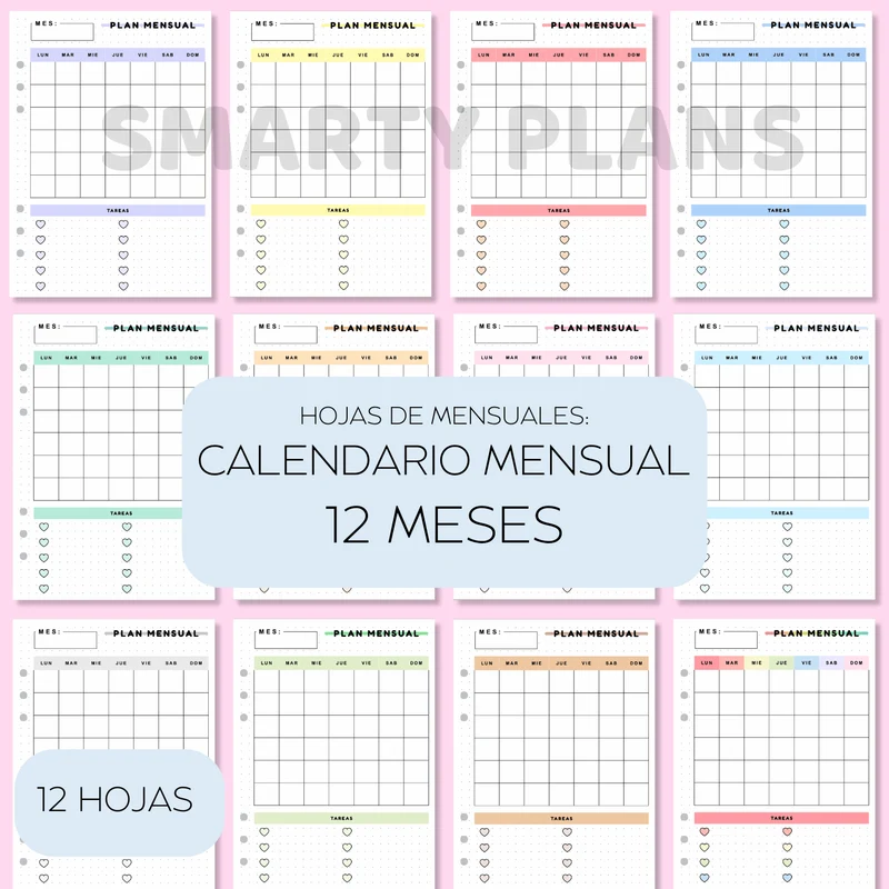 Pack Mensual - Calendario Mensual 12 Meses