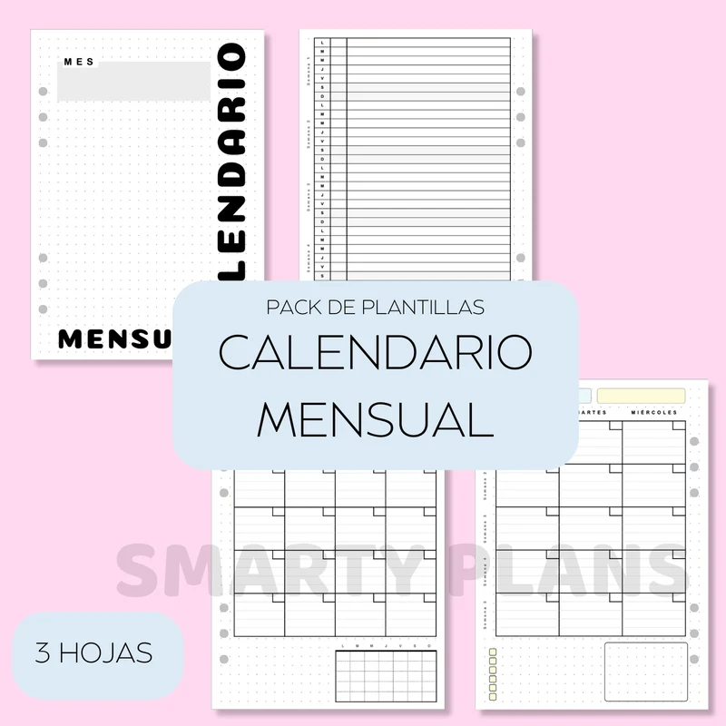 Calendario Mensual (blanco y negro)