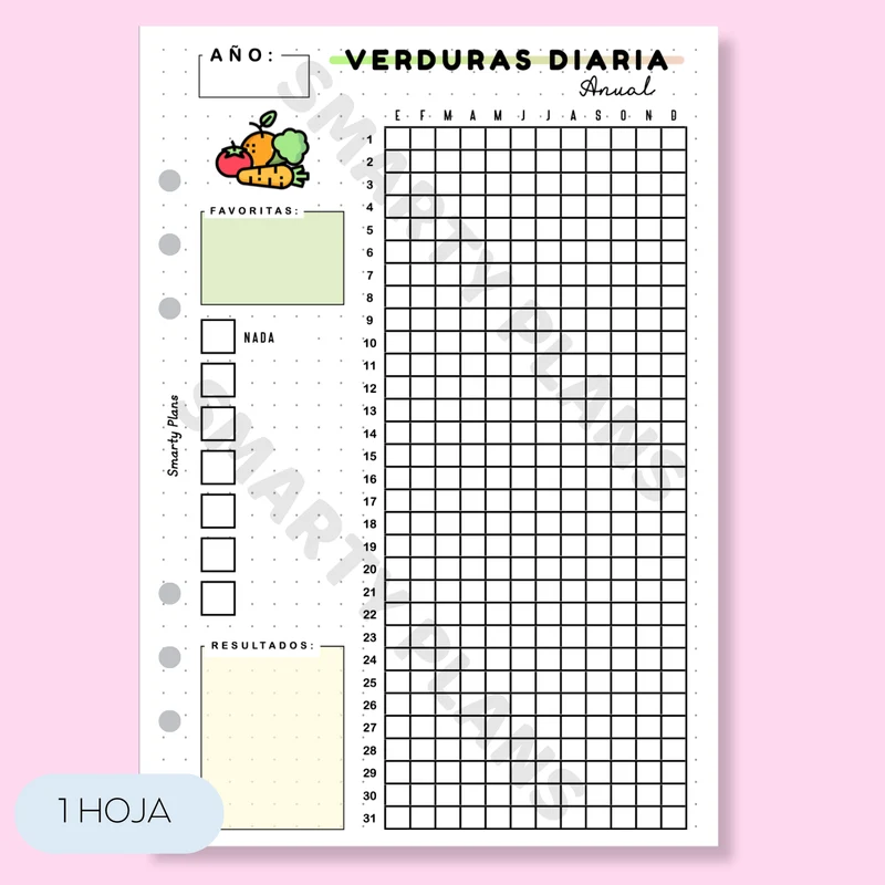 Hoja Anual - Alimentación Verduras Diaria