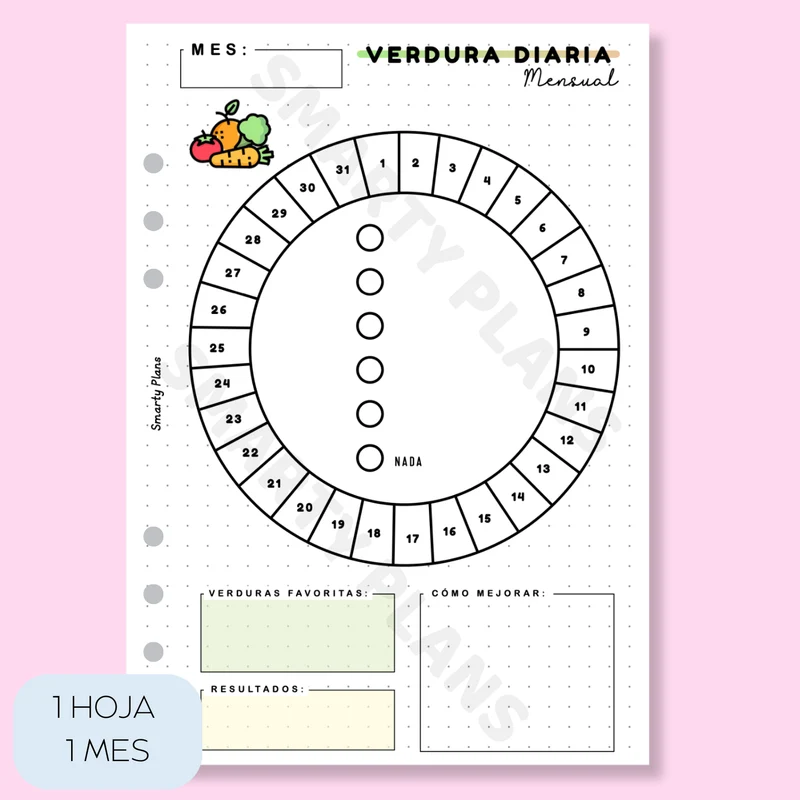 Plantilla Mensual - Alimentación Verduras Diaria