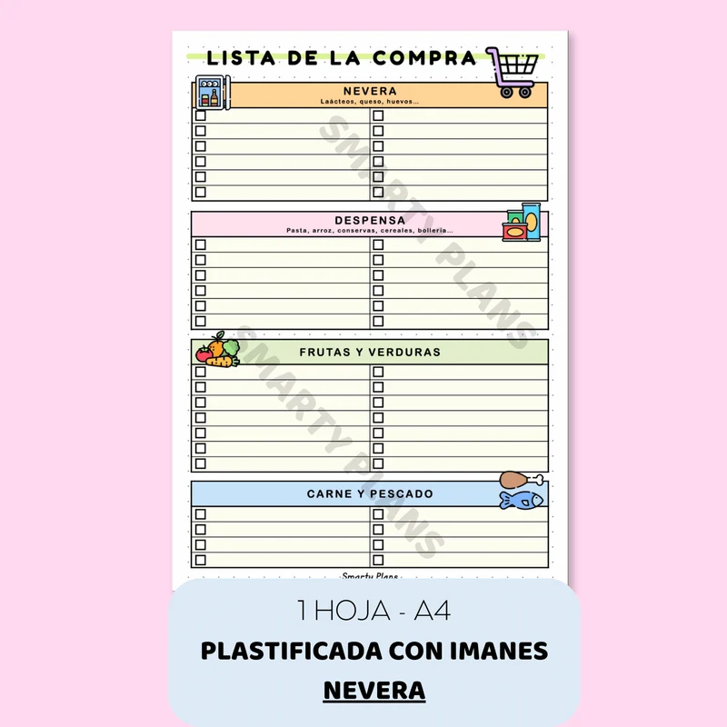 Plantilla Nevera Plastificada - Lista de la Compra