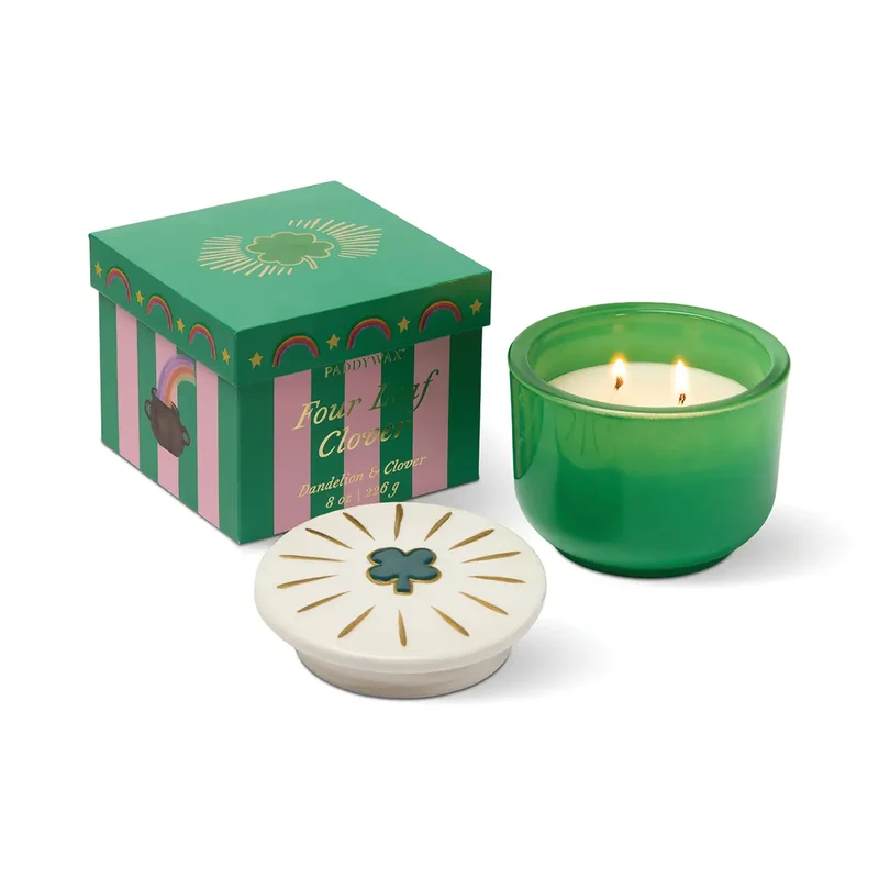 Bougie CHARMED - verre vert / TREFLE