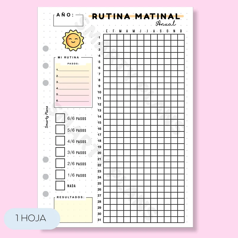 Hoja Anual - Rutina Matinal