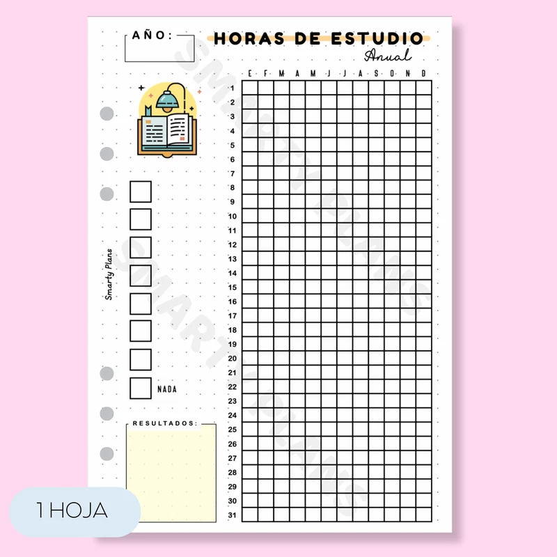 Hoja Anual - Horas de Estudio