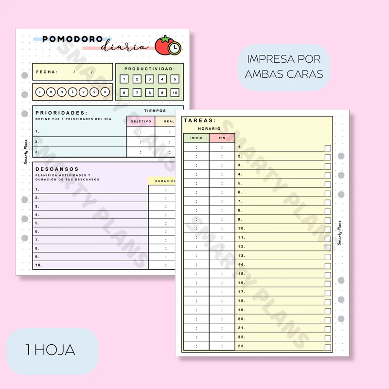 Plantilla Plastificada - Pomodoro Diario