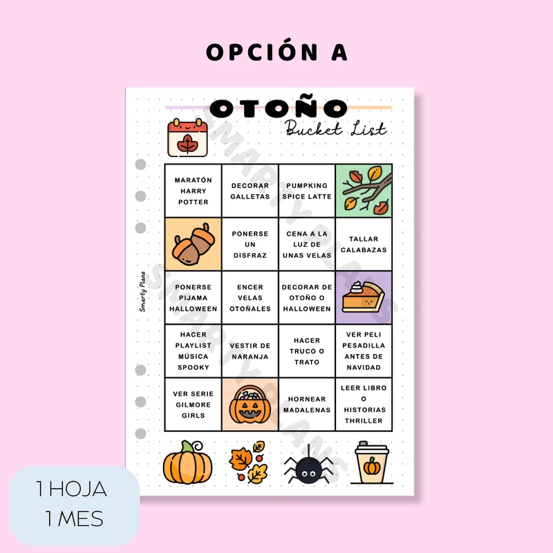 Plantilla Individual - Bucket List Otoño