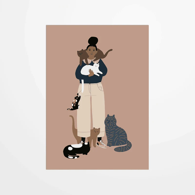 Carte postale - Crazy cat lady