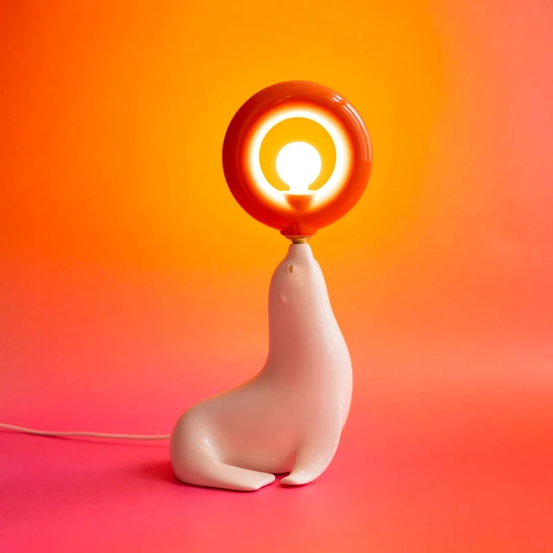 Lampe PENELOPE - Blanche / Donut orange (petit modèle)